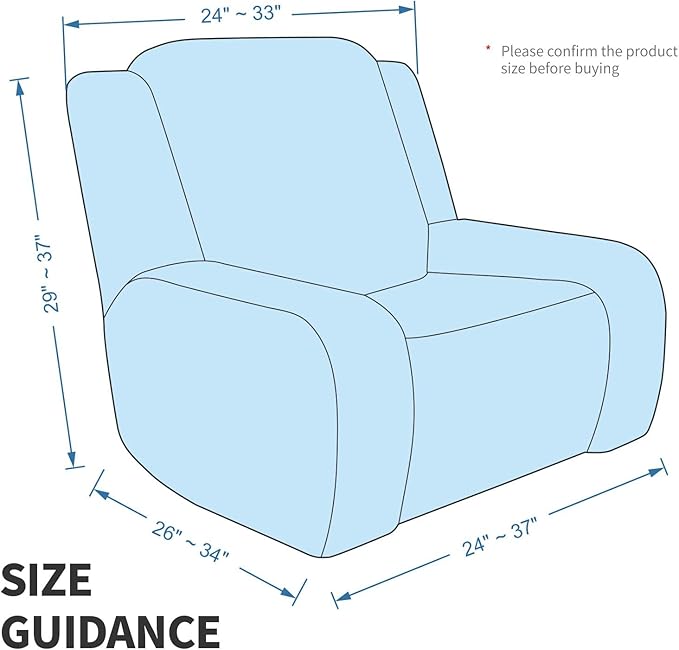 MAXIJIN Recliner Cover Slipcovers for Living Room 4 Pieces Stretch Jacquard Recliner Chair Cover Soft Fitted Recliner Protector with Elastic Bottom for Kids, Pets (Recliner, Light Gray)