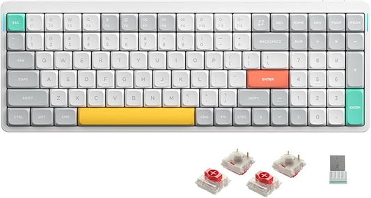 nuphy Air96 V2 Wireless Mechanical Keyboard,100 Keys RGB Backlit Keyboard,Supports Bluetooth 5.1,2.4G and Wired Connection,for PC/Laptop/Windows/Mac -White Gateron Red Switch