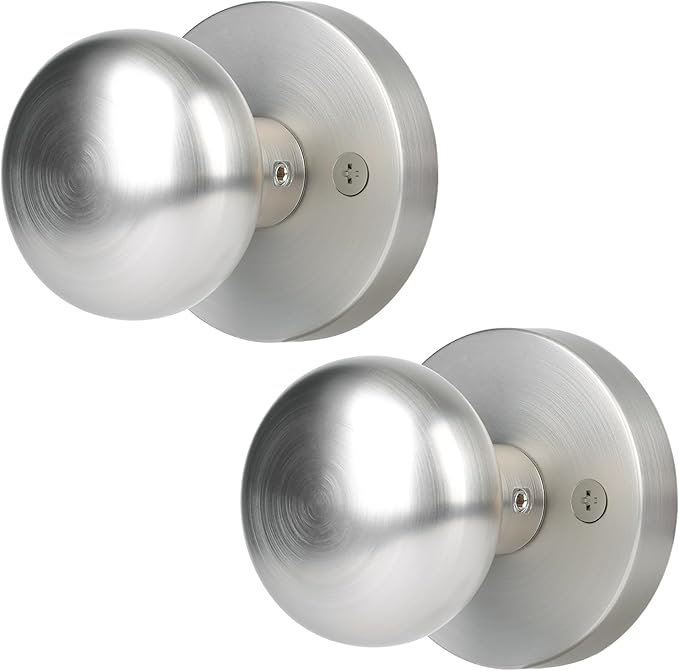 Dummy Door Knobs Interior, Satin Nickel Door Knobs, Vintage Non-Locking Inactive Door Handle for Closet and Bifold, 2 Pack