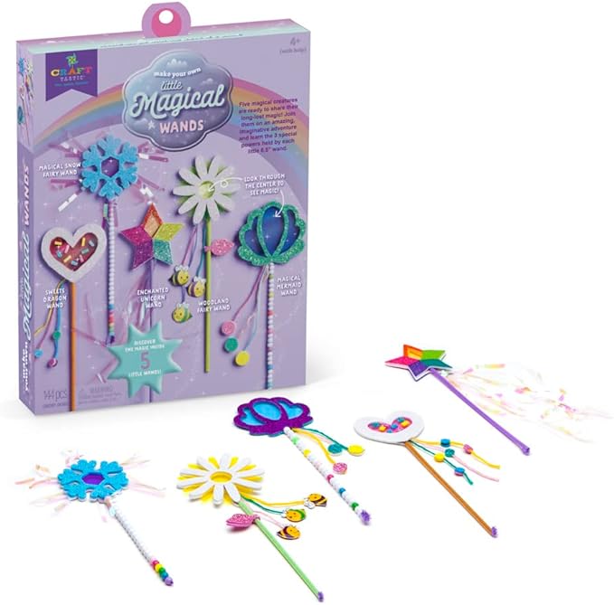 Craft-tastic — Make Your Own Little Magical Wands — Everything Included for 5 Fun DIY Magic Wands Art & Crafts Projects — Ages 4+