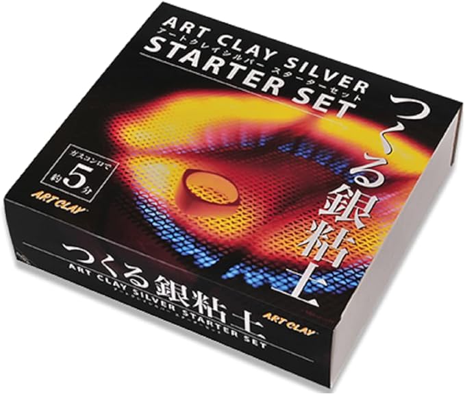 Clay Art Art Silver Starter Set Silver 10g with Recipe, DVD, Tools, Silver 5g Increase Japan Import with Kanji Love Sticker, 8.81 x 8.18 x 2.55 in