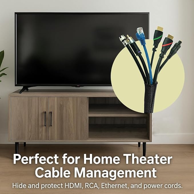 MGI SpeedWare Woven Mesh Split-Sleeve Wire Loom for High-Temperature Automotive Harness and Home Cable Management 25 feet (3/4")