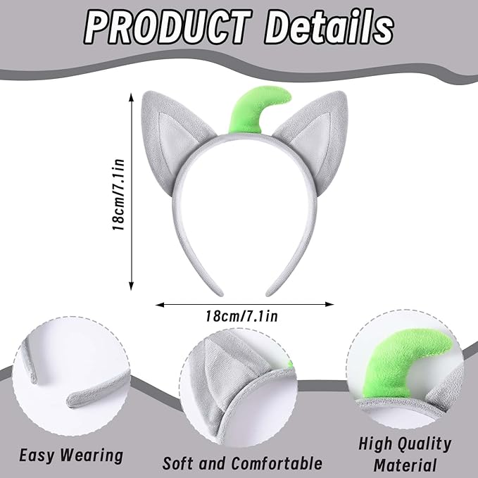 4 Pcs Wolf Costume Wolf Ears Headband Spiked Collar Rivets Bracelet and Tail Animal Costume for Halloween Cosplay Party Accessories Kit