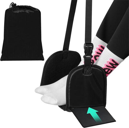 Airplane Foot Hammock（ Memory Foam） Adjustable Foot Rest Hammock, Travel Essentials, for Plane Travel Foot Leg Rest
