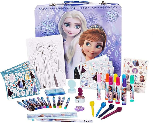Innovative Designs Disney Frozen 2 Kids Deluxe Activity Set with Carrying Tin, Coloring Sheets, Tattoos, Stickers, & Art Supplies