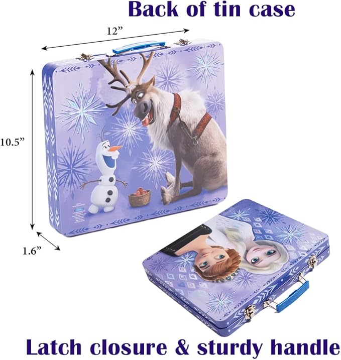 Innovative Designs Disney Frozen 2 Kids Deluxe Activity Set with Carrying Tin, Coloring Sheets, Tattoos, Stickers, & Art Supplies