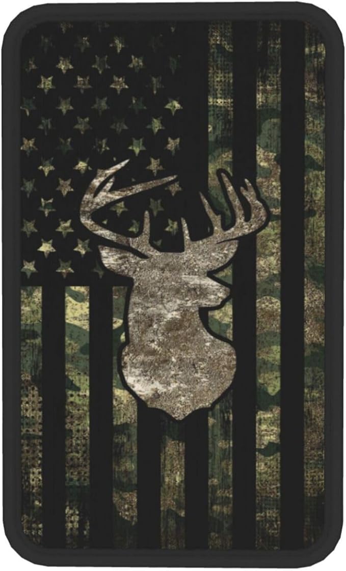 DORKEIXIA Camo Camouflage American Flag Hunting Deer Auto Center Console Armrest Pad Universal Car Center Console Cover Seat Box Cover for Sedan, Van, SUV, Truck Car Accessorie