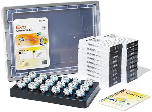 Evo Classroom Kit (18 Bots): Interactive Coding Robot, Kids Ages 5+, Includes 12 Evo Robots, Color Code Markers, Charging Cradle, Bot Stickers, Access to 700+ STEAM Lessons, Educators & Parents