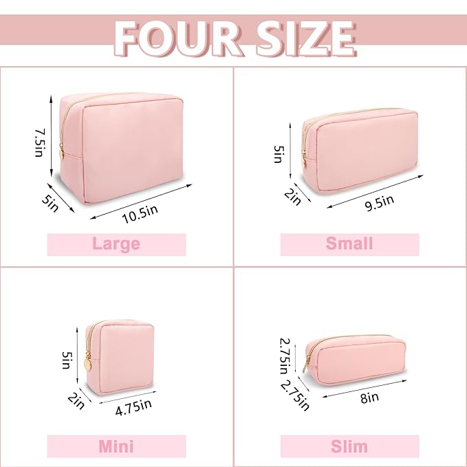 UIXIZQ Mini Makeup Pouch for Purse, Small Cosmetic Bag Pouch Nylon Travel Toiletry Organizers Bag for Women Girls, Cute Zipper Coin Purse Preppy Storage Purse for School Work(Mini-Flamingo)