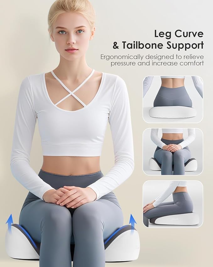 FLORICH Seat Cushion, Memory Foam Cushion for Office Chair, Ergonomic Office Seat Chair Cushion for Relieving Sciatica, Soft & Breathable Car Seat Cushion - Gray