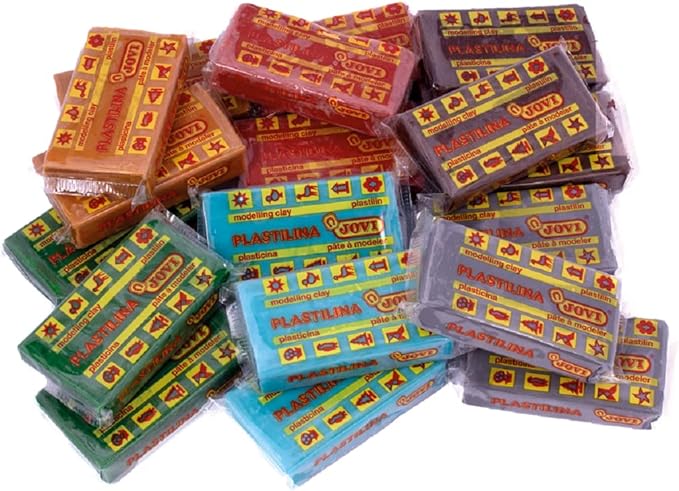 Jovi Plastilina Reusable and Non-Drying Modeling Clay; Nature Colors, 1.75 Oz. Bars, Set of 18, 3 Each of 6 Colors, Perfect for Arts and Crafts Projects