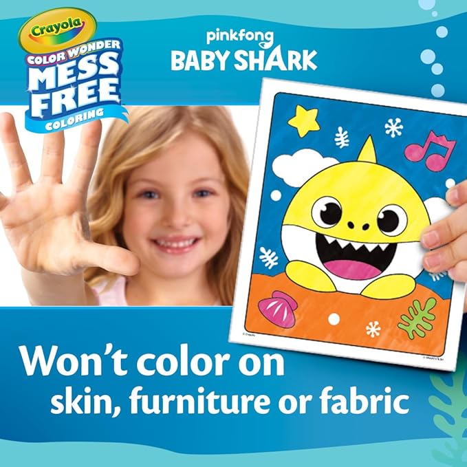 Crayola Baby Shark Color Wonder Pages, Mess Free Coloring for Toddlers, Coloring Activity, Travel Activities, Toddler Toys & Gifts, 3+
