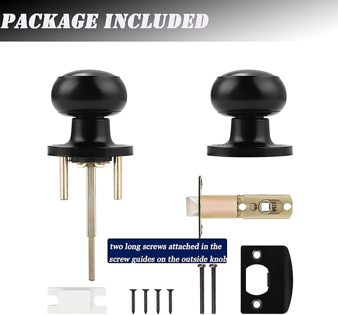 Probrico (4 Pack Round Privacy Door Knob (Thumb Turn Lock on The Inside), Keyless Doorknobs Interior/Exterior Lockset, Privacy Knobs for Bedroom/Bathroom, Black Modern Design Door Hardware
