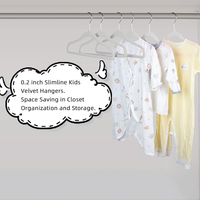 GoodtoU Kids Velvet Hangers,30 Pack Baby Hangers for Closet Non Slip Velvet Clothes Hangers Coat Hangers for Toddler Children Infant Hanger (Light Grey 30Pack)