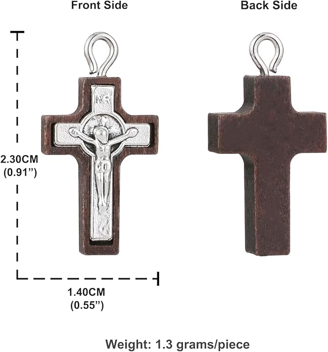 COTTVOTT Wooden Christian Jesus Cross/Orthodox Crucifix Charms Pendants for Rosary Necklace, DIY Jewelry Making Accessories Parts
