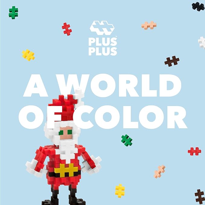 PLUS PLUS 3D Puzzle Building Block Set, 70 Mini Interlocking Pieces, Fun Holiday Activities for Kids - Santa Claus Mini Maker Tube