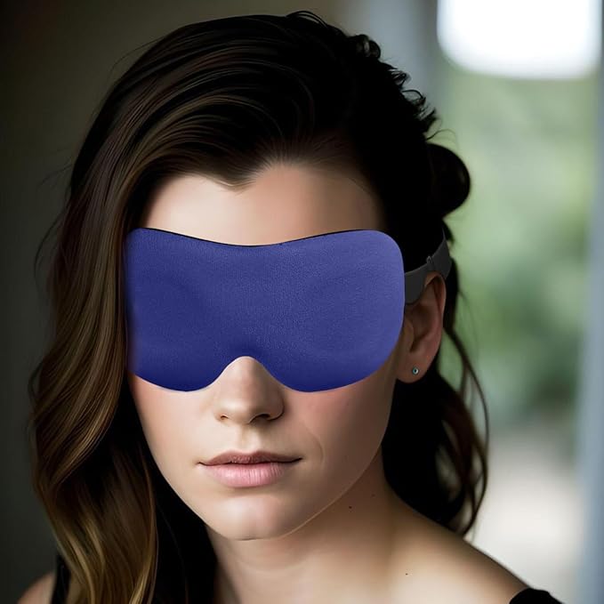 DTS Sleep Mask for Men Women Side Sleepers Eye Mask Zero Eye Lash Pressure 3D Complete Light Blocking Night Blindfold with Adjustable Strap Soft Shade Cover Sleeping Mask for Travel Nap Work Home Blue