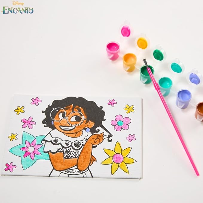 Innovative Designs Disney Encanto Canvas Paint Set for Kids with 3 Canvases, Acrylic Paint, Paintbrush, & Easel