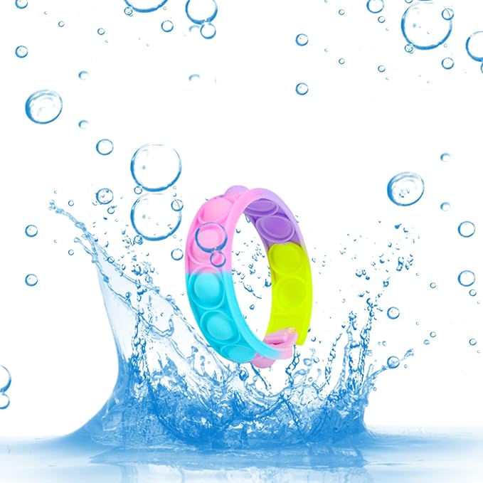 60Pcs Pop Bracelet Bubble Fidget Toys, Hand Finger Press Multicolor Silicone Wristband Toy for Classroom Prizes, Stress Reliever Fidget Bulk for Kids and Adults