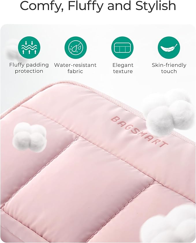 BAGSMART Electronics Organizer Travel Case, Cord Storage for Chargers Cables Phones, Compact Tech Accessories Pouch, Beige