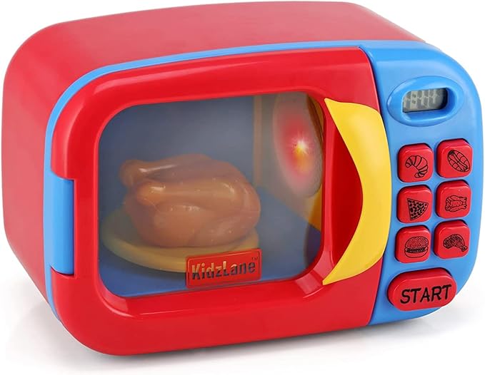 Kidzlane Toy Microwave | Kids Microwave Toy Oven | Play Microwave for Kids and Toddlers | Microwave Kitchen Playset | Pretend Play Cooking Toys Accessories for Girls and Boys