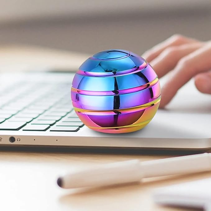 Kryfa Kinetic Desk Toys, Fidget Toys Kids Adults, Adults Office Desk Toys, Metal Kinetic Fidget Spinners for Kids Party Favors, Stocking Stuffers for Kids (1.54", Rainbow)