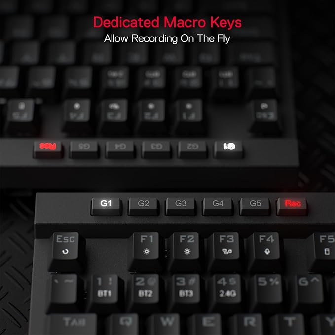 Redragon K580 PRO Wireless RGB Gaming Keyboard, 3-Modes 104 Keys Mechanical Keyboard w/Hot-Swap Socket, Dedicated Media Controls & Onboard Macro Recording, Linear Red Switch