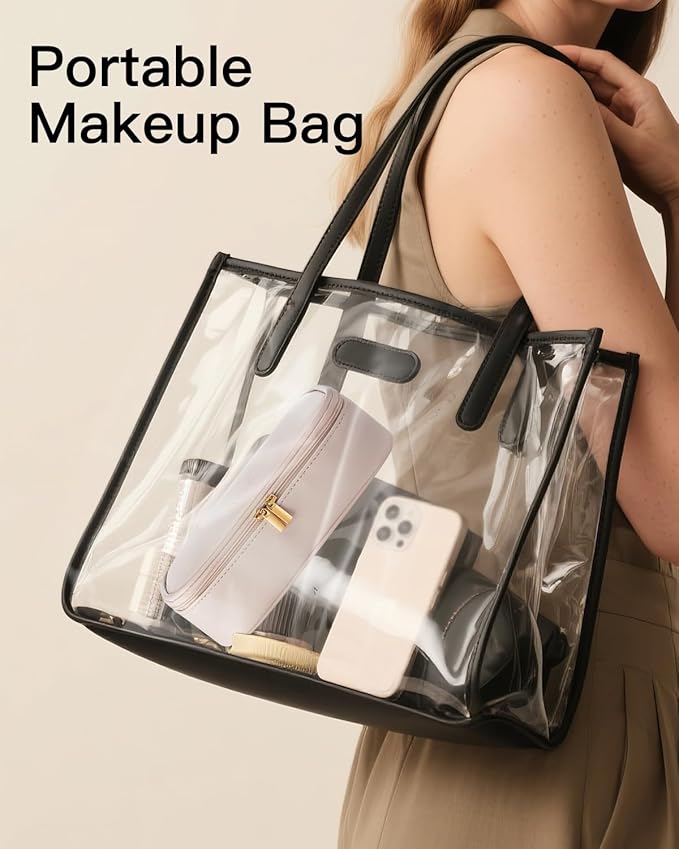 Vlando Makeup Travel Bag,Small Makeup Pouch for Small Items Travel Essentials Mini Toiletries-Apricot White