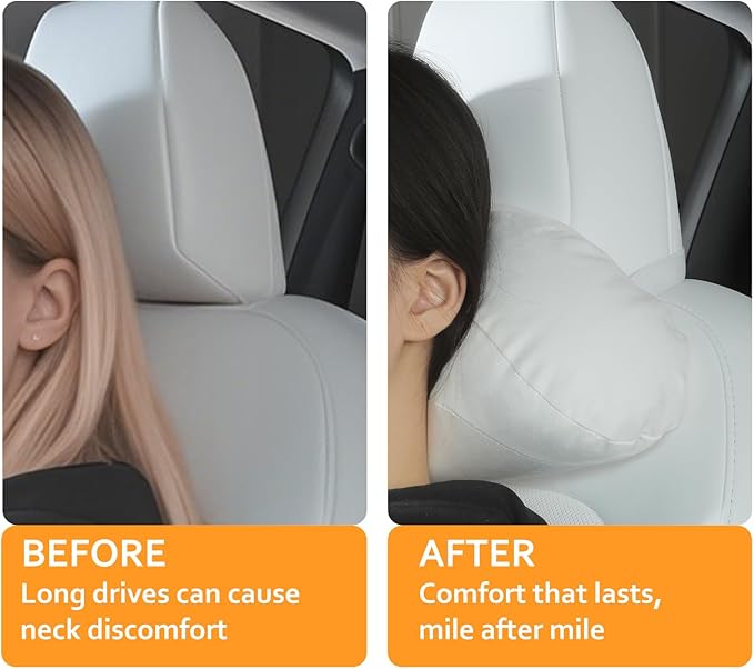 Arcoche Soft car headrest for Model 3 Y S X Highland Juniper Accessories Complies with The Original OEM Factory Standards No Pressure no Odor Easy to Clean Pain Relief Car Neck Pillow 2pc White