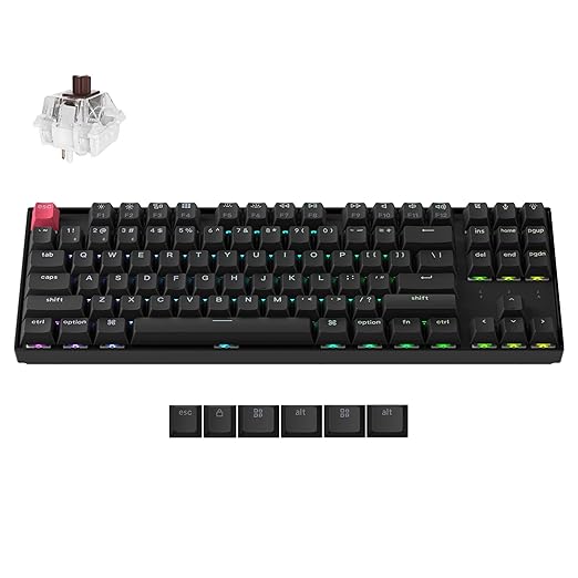 Keychron K8 Version 2 TKL Custom Wireless Mechanical Keyboard, QMK Programmable Bluetooth 5.2/Wired, RGB Backlit with Shine-Through PBT Keycaps, Super Brown Switch for Mac Windows Linux