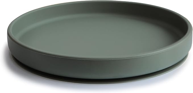 mushie Classic Silicone Suction Plate | BPA-Free Non-Slip Design (Dried Thyme)