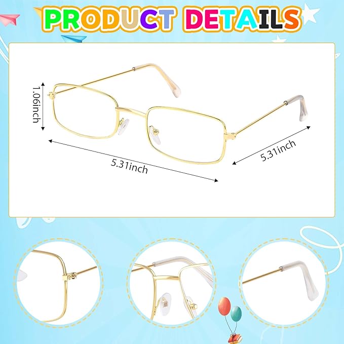 Kavoc 4Pcs Old Lady Costume Accessories Granny Grandma Dress up Eyeglasses Beaded Chain Faux Pearl Bead Necklace and Bracelet