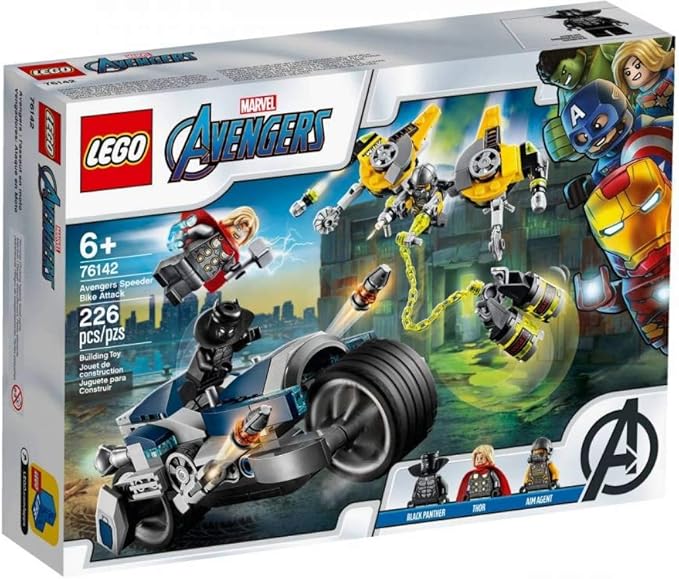LEGO Marvel Avengers Speeder Bike Attack 76142 Black Panther and Thor Buildable Superhero Toy, Great Gift for Kids, New 2020 (226 Pieces)