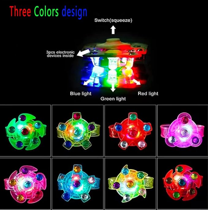 24pack LED Light Up Fidget Spinner Bracelets, Glow in The Dark Party Favors for Kids 4-8 8-12, Treasure Box Toys for Classroom, Birthday Gifts, Pinata Goodie Bags Stuffers