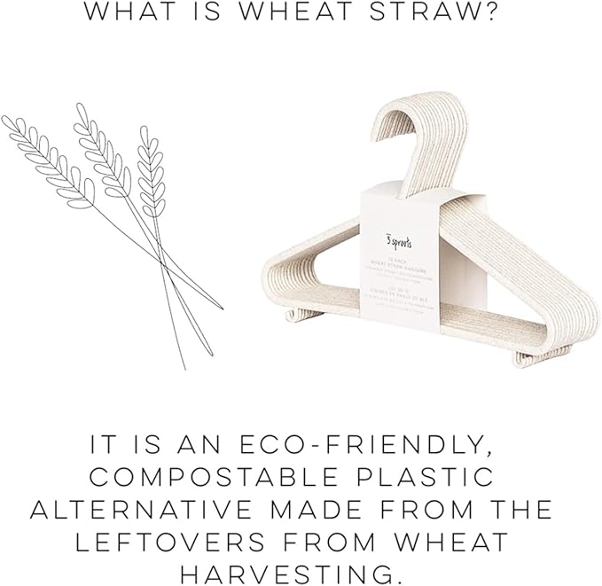 3 Sprouts Wheat Straw Plastic Hangers - 30-Pack Eco-Conscious Toddler Hangers for Child & Baby Clothes, Coats - Kid Closet Hangers Ideal for Small Girls, Boys, Children & - Speckled Green
