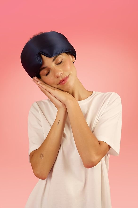 Glow People Silk Sleep Mask – 100% Mulberry Silk Eye Mask for Sleeping, Total Blackout, Cloud-Soft and Adjustable for Beauty Sleep and Travel - Navy