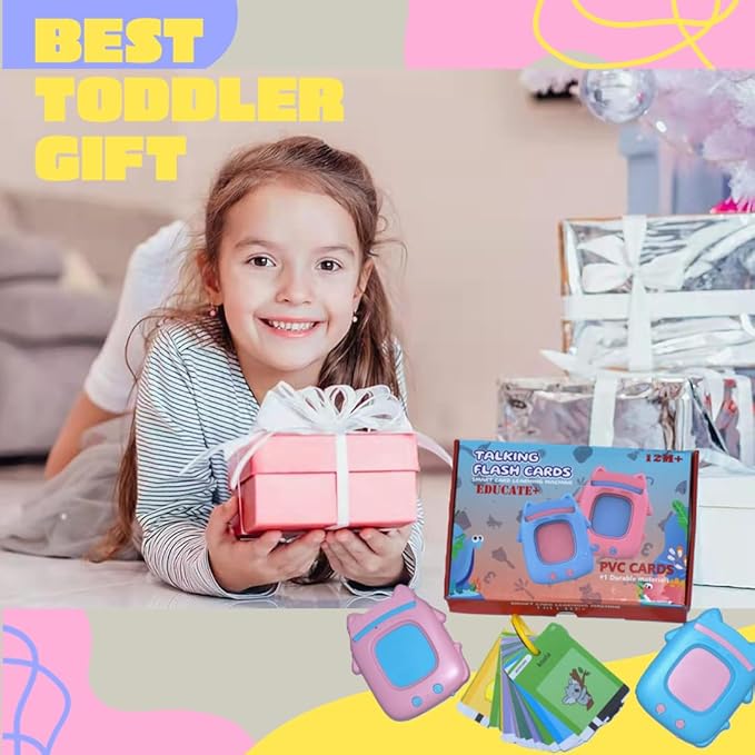 Durable PVC Talking Flash Cards for Toddlers with a Ring to Carry Flashcards Learning Toys with 274 Audible Sight Words Montessori Toys Sensory Toys for Kids with Autism, Speech Therapy See and Say