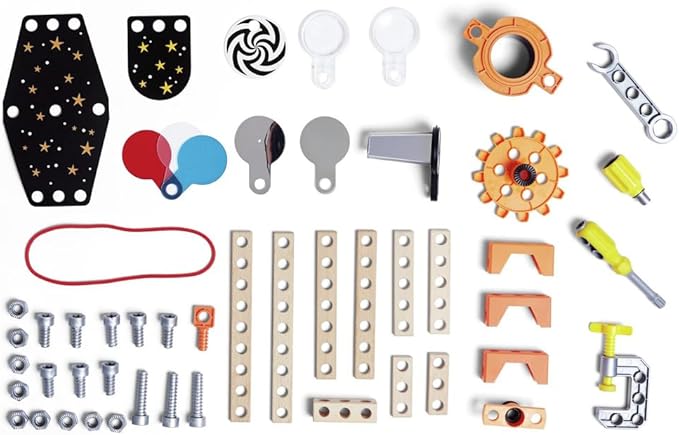 Hape Junior Inventor Optical Science Lab | 53 Piece STEAM Wooden Playset, Experiments & Reactions Science Kit for Kids 4+ Years (E3034A)