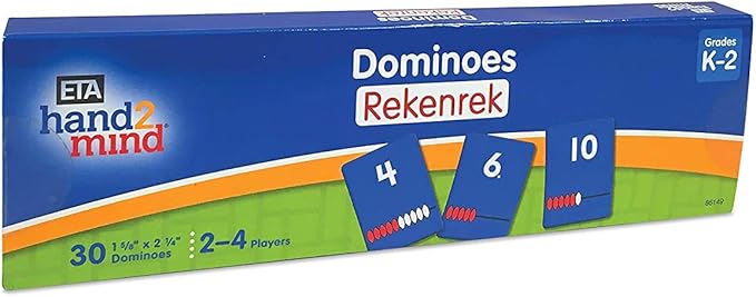 hand2mind Plastic Rekenrek Dominoes, Addition and Subtraction Games, Montessori Math & Counting Toys, Abacus for Kids Math Activities, Kindergarten Learning Games, Dominoes Classroom Set (Set of 30)