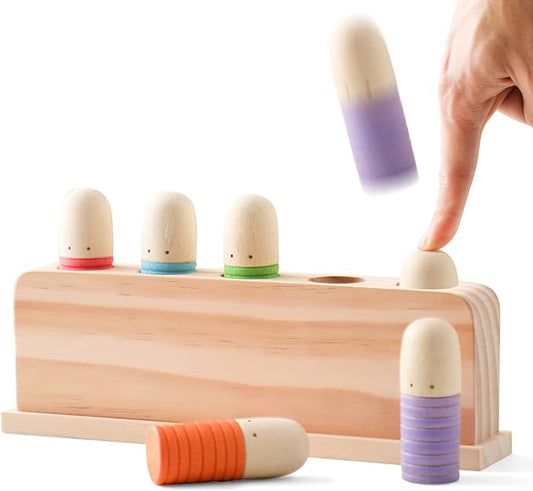 Pop Up Toy Multicolor Puppets | Wooden Color Sorting Toys | STEM Montessori Color Matching Toys | Preschool Learning Educational Toys Gifts for Kids Boys Girls Ages for 3+ Years (Classic Colours)