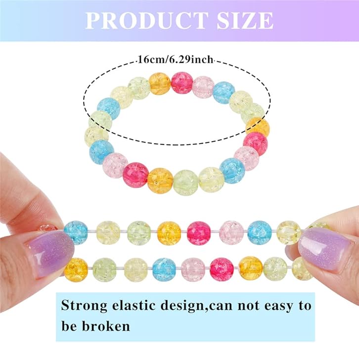 6 Pieces Princess Bracelets,Rainbow Stretchy Bead Bracelets Pink Love Bracelet,Girls Costume Jewelry Set