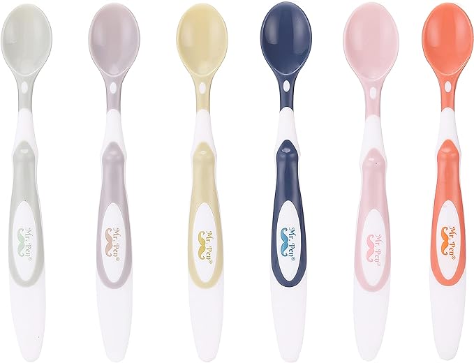 Mr. Pen- Baby Spoons, 6 Pack, Soft-Tip Silicone Baby Spoon, Silicone Spoons Baby, Spoon for Baby, Baby Spoons First Stage, Infant Feeding Spoons, Baby Food Spoons, Baby Feeding Spoon, Toddler Spoon