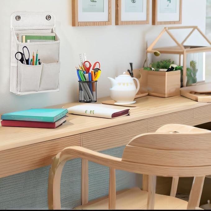 Hanging Basket for Organizing, Wall Organizer with Pockets and Over The Door Organizer，Can for Home, Closet, Office and Camper (4 White)