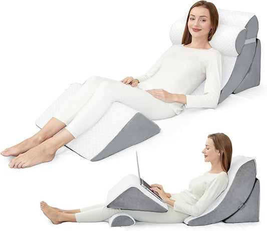 4pcs Wedge Pillow Set,Wedge Pillows for Back Pain Relief and Leg Pain,Wedge Pillow for Legs Swelling,Back Support, Post Surgery Recovery