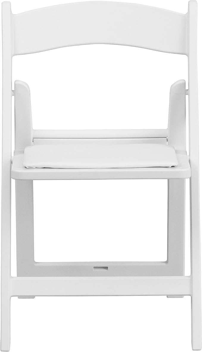 Flash Furniture HERCULES Kids White Resin Folding Chair with White Vinyl Padded Seat