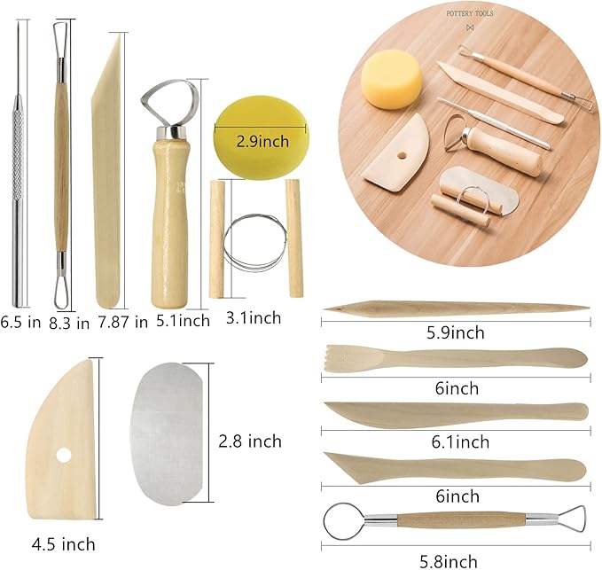 Artzuvs Clay Tools,28pcs Polymer & Pottery Sculpting Tools Set,Ceramic Tools, Modeling Clay Supplies Tools Kit for Carving,Trimming,Sculpture,Beginners