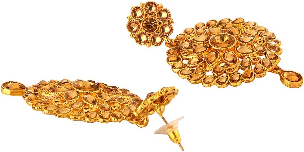 Aheli Elegant Indian Wedding Wear Faux Kundan Studded Choker Necklace with Maang Tikka Set Ethnic Fashion Jewelry for Women (Gold)