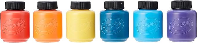 CRAYOLA 6 Acrylic Tempera Paints, Sunset Colours in Resealable Jars Ready to Use for School and Leisure /