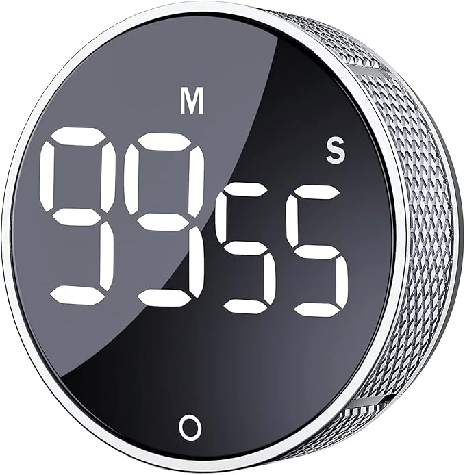 AVINIA Digital Kitchen Timers, Visual timers Large LED Display Magnetic Countdown Countup Timer for Classroom Cooking Fitness Baking Studying Teaching, Easy for Kids and Seniors Silver