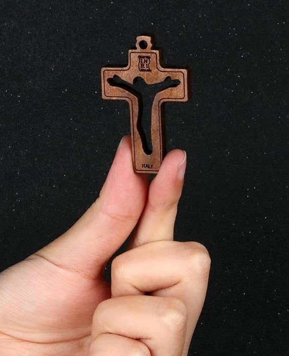 COTTVOTT Wooden Christian Jesus Cross/Orthodox Crucifix Charms Pendants for Rosary Necklace, DIY Jewelry Making Accessories Parts